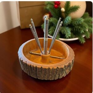 Wooden and Silver Ring Toss Game